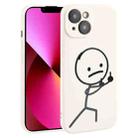 For iPhone 13 Stickman Pattern Liquid Silicone Phone Case(White) - 1
