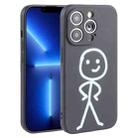 For iPhone 13 Pro Max Stickman Pattern Liquid Silicone Phone Case(Black) - 1