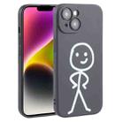 For iPhone 14 Plus Stickman Pattern Liquid Silicone Phone Case(Black) - 1