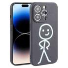 For iPhone 14 Pro Stickman Pattern Liquid Silicone Phone Case(Black) - 1