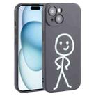 For iPhone 15 Stickman Pattern Liquid Silicone Phone Case(Black) - 1