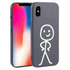 For iPhone XS / X Stickman Pattern Liquid Silicone Phone Case(Black) - 1