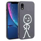 For iPhone XR Stickman Pattern Liquid Silicone Phone Case(Black) - 1