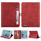 For iPad 1 / 2 / 3 / 4 Tablet Fashion Calf Texture Zipper Horizontal Flip Leather Case with Stand & Card Slots & Wallet & Wake-up / Sleep Function(Red) - 1