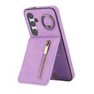 For Samsung Galaxy S24+ 5G Retro Ring and Zipper RFID Card Slot Phone Case(Purple) - 1