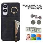 For Samsung Galaxy S25 Edge 5G Retro Ring and Zipper RFID Card Slot Phone Case(Black) - 2