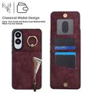 For Samsung Galaxy S25 Edge 5G Retro Ring and Zipper RFID Card Slot Phone Case(Wine Red) - 3