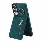 For Samsung Galaxy S25 Edge 5G Retro Ring and Zipper RFID Card Slot Phone Case(Green) - 1