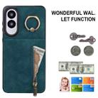 For Samsung Galaxy S25 Edge 5G Retro Ring and Zipper RFID Card Slot Phone Case(Green) - 2