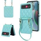 For Motorola Razr 40 Rhombic Texture Phone Case with Long & Short Lanyard(Green) - 1