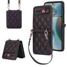 For Motorola Razr 40 Rhombic Texture Phone Case with Long & Short Lanyard(Dark Purple) - 1