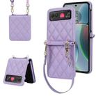 For Motorola Razr 40 Rhombic Texture Phone Case with Long & Short Lanyard(Light Purple) - 1