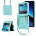 For Motorola Razr 40 Ultra Rhombic Texture Phone Case with Long & Short Lanyard(Green) - 1