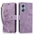 For OPPO A17 / A17K Orchid Butterfly Embossed Leather Phone Case(Purple) - 1