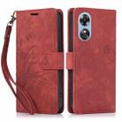 For OPPO A17 / A17K Orchid Butterfly Embossed Leather Phone Case(Red) - 1