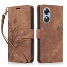 For OPPO A17 / A17K Orchid Butterfly Embossed Leather Phone Case(Brown) - 1