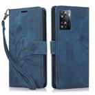 For OPPO A57 4G / A57S Orchid Butterfly Embossed Leather Phone Case(Blue) - 1