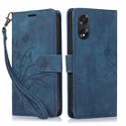For OPPO A58 4G Orchid Butterfly Embossed Leather Phone Case(Blue) - 1