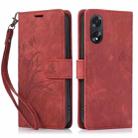 For OPPO A58 4G Orchid Butterfly Embossed Leather Phone Case(Red) - 1