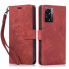 For OPPO A77 4G / A77S Orchid Butterfly Embossed Leather Phone Case(Red) - 1