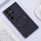 For Samsung Galaxy S24 Ultra 5G Magsafe Magnetic Ring Cloth Texture Phone Case(Black) - 1