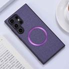 For Samsung Galaxy S24 Ultra 5G Magsafe Magnetic Ring Cloth Texture Phone Case(Purple) - 1