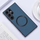 For Samsung Galaxy S24 Ultra 5G Magsafe Magnetic Ring Cloth Texture Phone Case(Blue) - 1