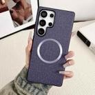 For Samsung Galaxy S25 Ultra 5G Magsafe Magnetic Ring Cloth Texture Phone Case(Purple) - 1