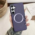 For Samsung Galaxy S25 5G Magsafe Magnetic Ring Cloth Texture Phone Case(Purple) - 1