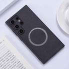 For Samsung Galaxy S24 Ultra 5G Magsafe Magnetic Ring PU Phone Case(Black) - 1