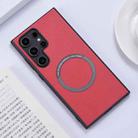 For Samsung Galaxy S24 Ultra 5G Magsafe Magnetic Ring PU Phone Case(Red) - 1