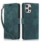 For iPhone 15 Pro Max Orchid Butterfly Embossed Leather Phone Case(Green) - 1