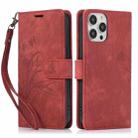 For iPhone 15 Pro Max Orchid Butterfly Embossed Leather Phone Case(Red) - 1
