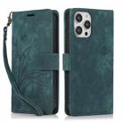 For iPhone 15 Pro Orchid Butterfly Embossed Leather Phone Case(Green) - 1