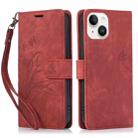 For iPhone 14 Orchid Butterfly Embossed Leather Phone Case(Red) - 1