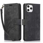 For iPhone 12 Pro Max Orchid Butterfly Embossed Leather Phone Case(Black) - 1