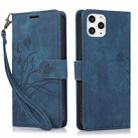 For iPhone 12 Pro Max Orchid Butterfly Embossed Leather Phone Case(Blue) - 1