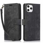 For iPhone 12 / 12 Pro Orchid Butterfly Embossed Leather Phone Case(Black) - 1