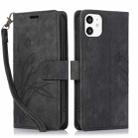 For iPhone 11 Orchid Butterfly Embossed Leather Phone Case(Black) - 1