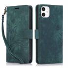 For iPhone 11 Orchid Butterfly Embossed Leather Phone Case(Green) - 1