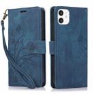 For iPhone 11 Orchid Butterfly Embossed Leather Phone Case(Blue) - 1