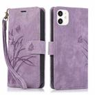 For iPhone 11 Orchid Butterfly Embossed Leather Phone Case(Purple) - 1