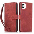 For iPhone 11 Orchid Butterfly Embossed Leather Phone Case(Red) - 1