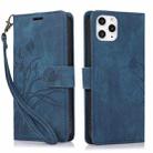 For iPhone 11 Pro Orchid Butterfly Embossed Leather Phone Case(Blue) - 1