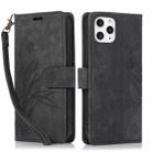 For iPhone 11 Pro Max Orchid Butterfly Embossed Leather Phone Case(Black) - 1