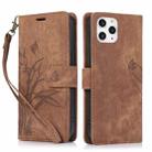 For iPhone 11 Pro Max Orchid Butterfly Embossed Leather Phone Case(Brown) - 1