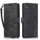 For iPhone X / XS Orchid Butterfly Embossed Leather Phone Case(Black) - 1