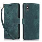 For iPhone X / XS Orchid Butterfly Embossed Leather Phone Case(Green) - 1