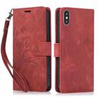 For iPhone X / XS Orchid Butterfly Embossed Leather Phone Case(Red) - 1