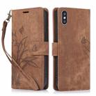 For iPhone X / XS Orchid Butterfly Embossed Leather Phone Case(Brown) - 1